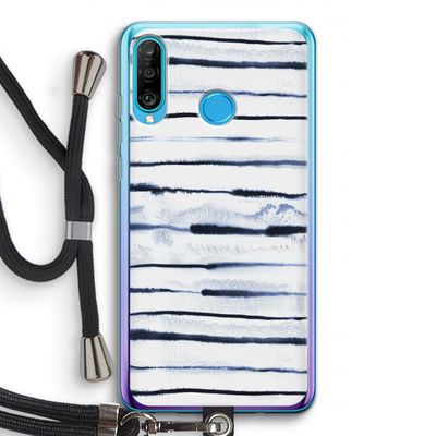 Ink Stripes: Huawei P30 Lite Transparant Hoesje met koord