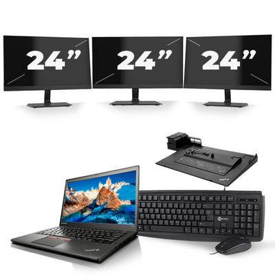 Lenovo ThinkPad T450s - Intel Core i7-5e Generatie - 14 inch - 8GB RAM - 256GB SSD - Windows 11 + 3x 24 inch Monitor