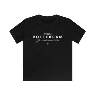 T-shirt regular zwart - kids - Rotterdam - Geen woorden maar daden - logo voor groot