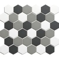 Tegelsample: The Mosaic Factory London hexagon mozaïek tegels 28x33 contrast mix