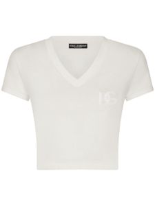 Dolce & Gabbana chemise en coton stretch à logo brodé - Blanc