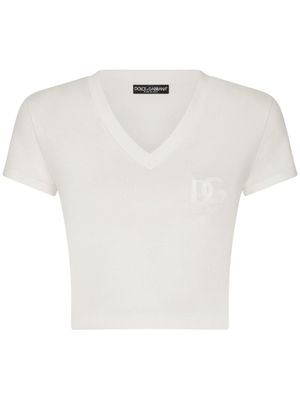Dolce & Gabbana chemise en coton stretch à logo brodé - Blanc