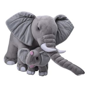 Grote pluche grijze olifant met kalfje knuffel 76 cm speelgoe