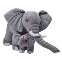 Grote pluche grijze olifant met kalfje knuffel 76 cm speelgoe - thumbnail