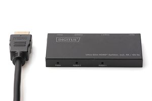 Digitus DS-45322 2 poorten HDMI-splitter LED-weergave, Met metalen behuizing, Ultra HD-geschikt 4096 x 2160 Pixel Zwart