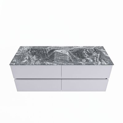 MONDIAZ VICA-DLUX 130cm badmeubel onderkast Cale 4 lades. Inbouw wastafel CLOUD dubbel 2 kraangaten, kleur Lava.