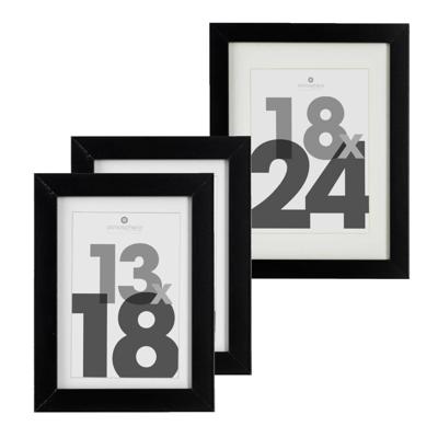 Fotolijstjes set - 1x voor 18 x 24 cm - 2x voor 13 x 18 cm - zwart - modern/strak ontwerp