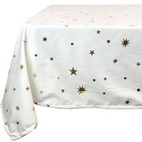 Unique Living tafelkleed kerst -ivoor wit -gouden sterren -250 x 150cm   -