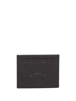 Prada porte-cartes à logo embossé - Noir