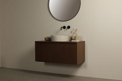 Badezimmermöbel Nussbaum Riffelung Kawi 100 cm