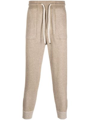 Brunello Cucinelli pantalon de jogging à design nervuré - Marron