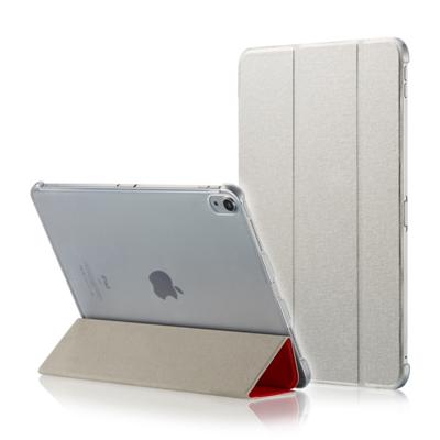 Zijde textuur horizontale Flip magnetische PU lederen case voor iPad Pro 12 9 inch (2018) met drie-opvouwbare houder & slaap/Wake-up functie (lichtgr
