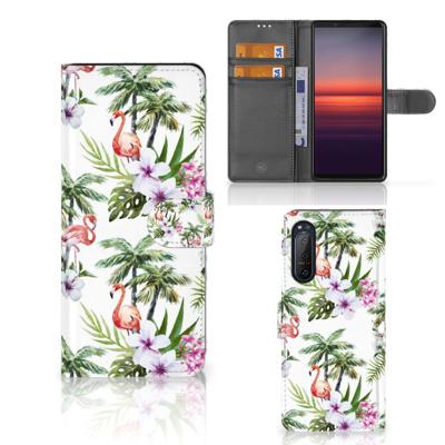 Sony Xperia 5II | Telefoonhoesje | Met pasjeshouder | Flamingo Palms
