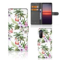 Sony Xperia 5II | Telefoonhoesje | Met pasjeshouder | Flamingo Palms