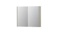 INK SPK2 spiegelkast met 2 dubbelzijdige spiegeldeuren, 2 verstelbare glazen planchetten, stopcontact en schakelaar 90 x 14 x 73 cm, krijt wit