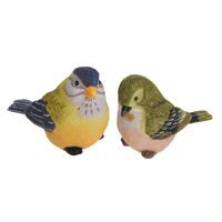 Tuin/huis decoratie beeldjes set van 2x vogeltjes - polystone - 12 cm - thumbnail