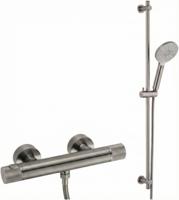 Ben Engraved Cross thermostatische doucheset 15cm met gravering en 3 straalsoorten gunmetal pvd-coating