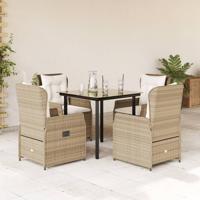 5-delige Tuinset met kussens poly rattan beige