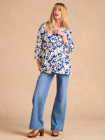 Bloemenblouse voor zwangerschap en borstvoeding ENVIE DE FRAISE koningsblauw