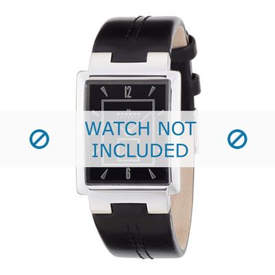 Skagen horlogeband 324LSLB Leder Zwart + zwart stiksel