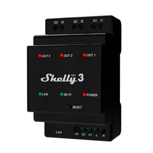 Shelly Pro 3 power relay Zwart
