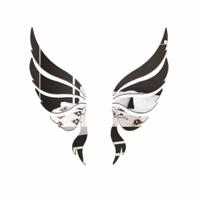 Crystal drie dimensionale decoratieve muur stickers Angel Wings slaapkamer decoratieve spiegel (zwart)