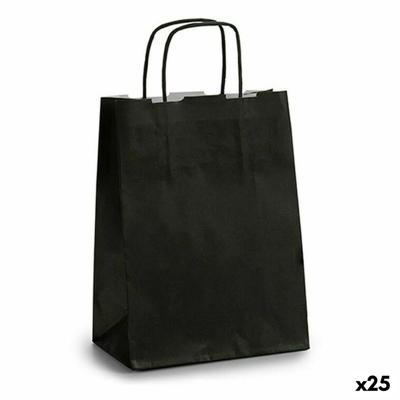 Papieren Zak Zwart (18 x 8 x 31 cm) (25 Stuks)