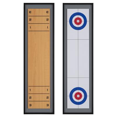 114 cm Tafel-shuffleboard & curling 2-in-1 Bordspel met 8 Schijven Draagbare Houten Shuffleboard-curling Combiset