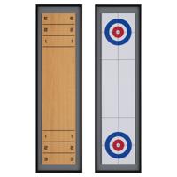 114 cm Tafel-shuffleboard & curling 2-in-1 Bordspel met 8 Schijven Draagbare Houten Shuffleboard-curling Combiset