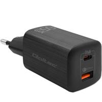 Qoltec 50766 oplader voor mobiele apparatuur Laptop, Draagbare game console, Powerbank, Smartphone, Smartwatch, Tablet Zwart AC Snel opladen Binnen