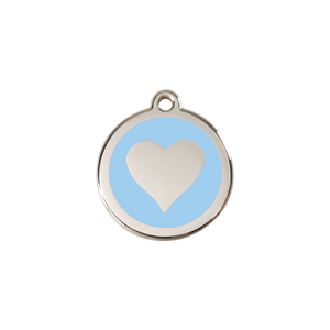 Heart Light Blue roestvrijstalen hondenpenning small/klein dia. 2 cm - RedDingo