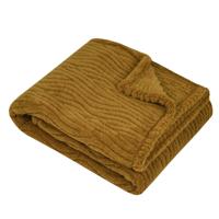 Stof Textiles Plaid/bankdeken/bedsprei Columbia - camel - 180 x 220 cm - 2 persoons