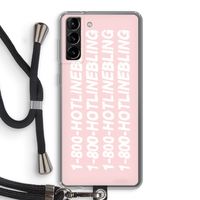 Hotline bling pink: Samsung Galaxy S21 Plus Transparant Hoesje met koord