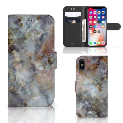 Apple iPhone X | Xs | Bookcase | Marmer Grijs