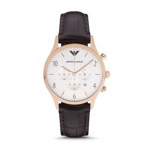Horlogeband Armani AR1916 Leder Zwart 22mm