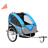 VidaXL Fietstrailer en kinderwagen 2-in-1 blauw en grijs