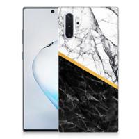 Samsung Galaxy Note 10 Plus | TPU | Siliconen hoesje | Marmer Wit Zwart - Origineel Cadeau Man