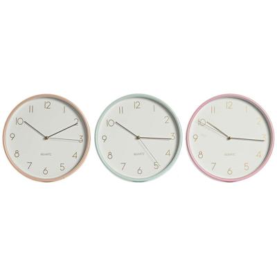 Muurklok Home ESPRIT Koraal Munt Lila PVC 25,5 x 4,3 x 25,5 cm (3 Stuks)
