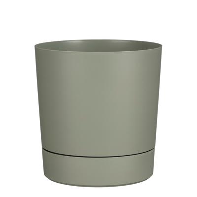 Mica Decorations Bloempot Coco - met onderschaal - olijfgroen - H34 x D33 cm - kunststof