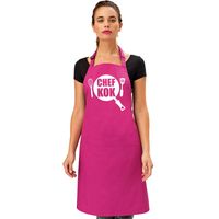 Chef kok keukenschort roze dames   - - thumbnail