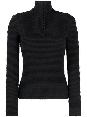 Ferragamo pull en maille ajourée à boutonnière - Noir