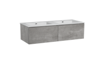 Storke Edge zwevend badmeubel 130 x 52 cm beton donkergrijs met Diva dubbele wastafel in glanzend composiet marmer