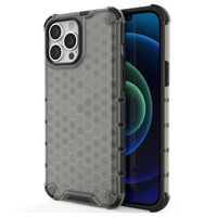 Honeycomb Armored iPhone 14 Pro Max Hybrid Case - Zwart - thumbnail