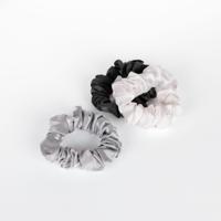 Zijden Scrunchies Groot Silver, Ivory & Charcoal