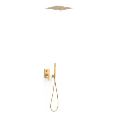 Regendouche set Tres Slim | Inbouw | Mengkraan | 2-weg | Vierkant | 24k Goud mat