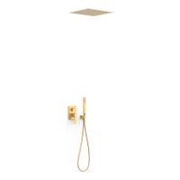 Regendouche set Tres Slim | Inbouw | Mengkraan | 2-weg | Vierkant | 24k Goud mat