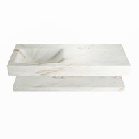 MONDIAZ ALAN-DLUX 120cm planchet Frappe. Vrijhangende wastafel CLOUD links 1 kraangat, kleur Frappe.