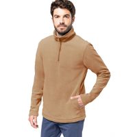 Fleece trui - camel bruin - warme sweater - voor heren - polyester 2XL  -