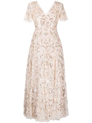 Needle & Thread robe longue Trailing brodée de sequins - Rose