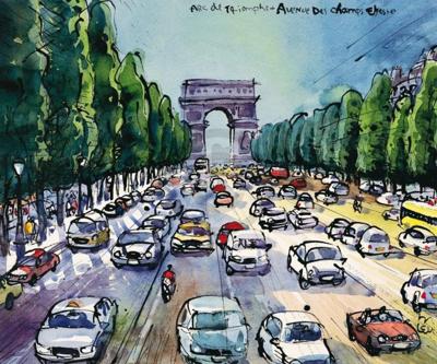 Kunstdruk Michael Leu - Arc de Triomphe 60x50cm